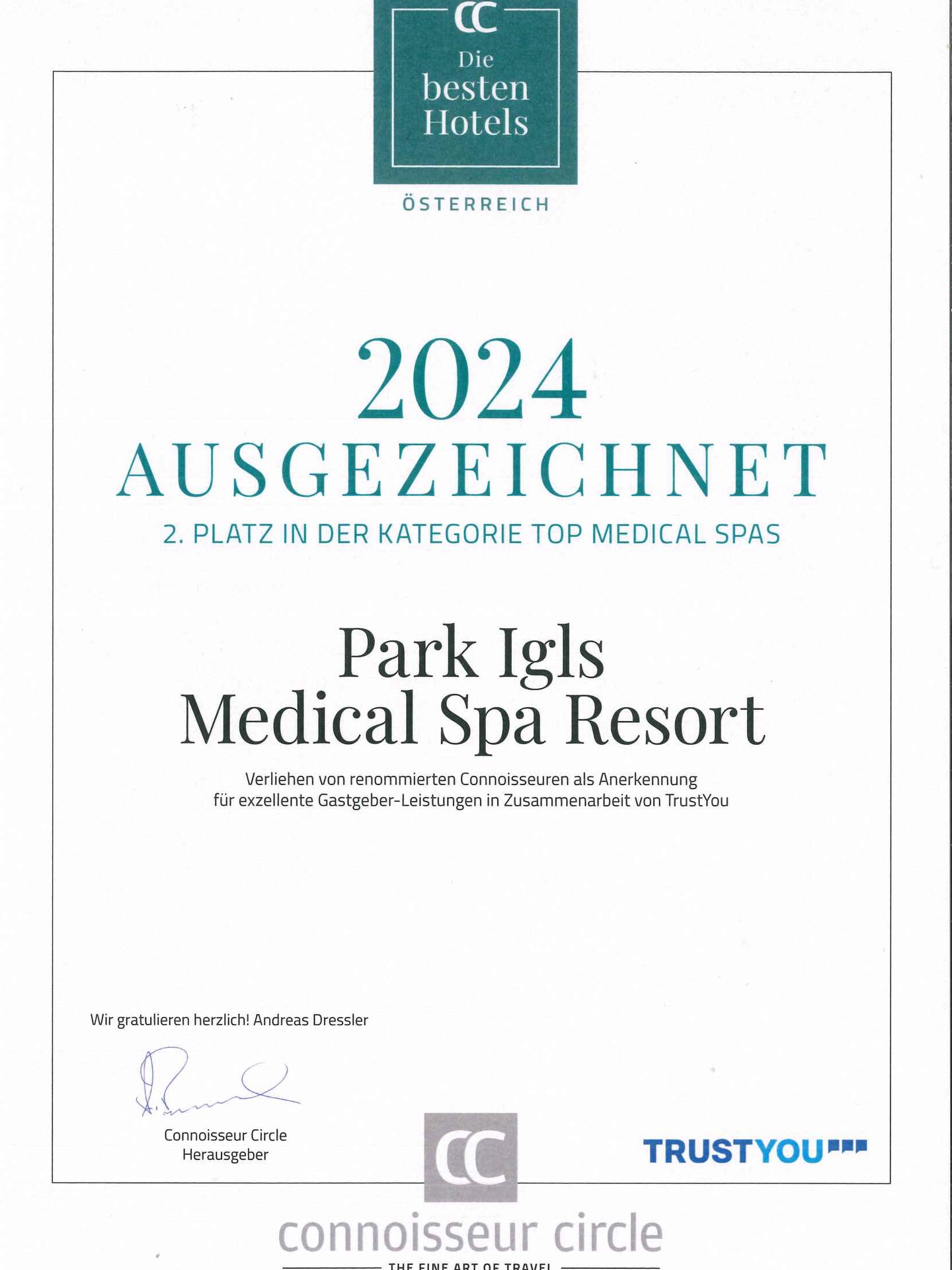 Urkunde Top Medical Spa