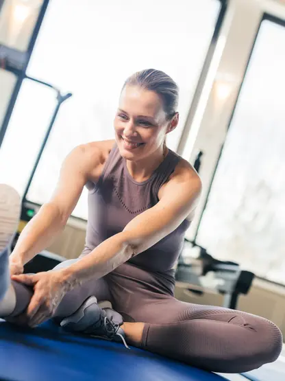 Smiling woman after yoga