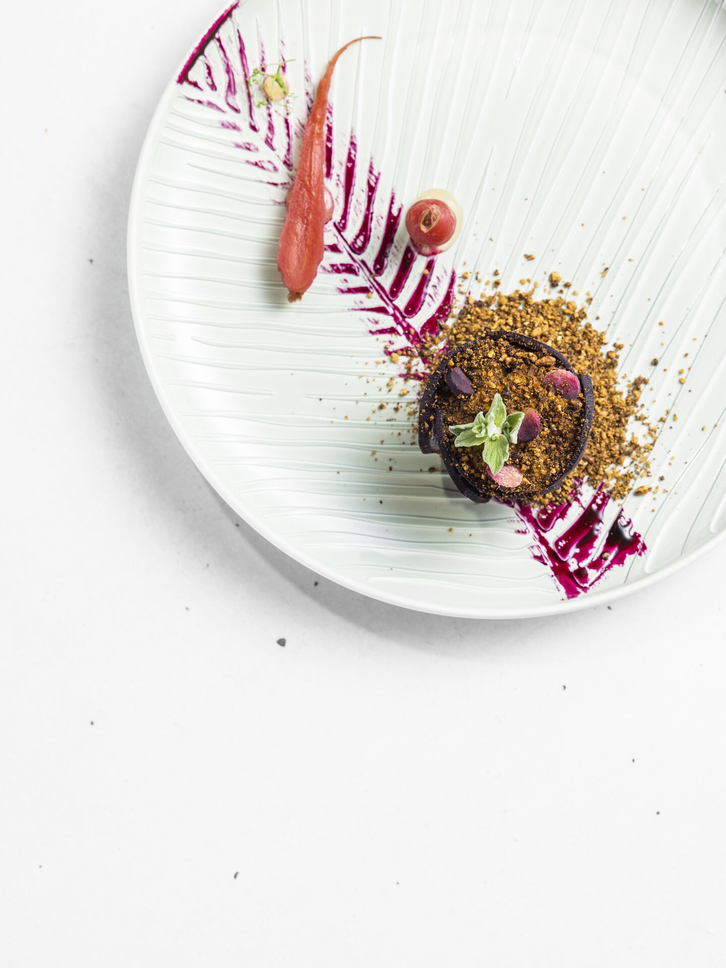 Poached carrot tartlet