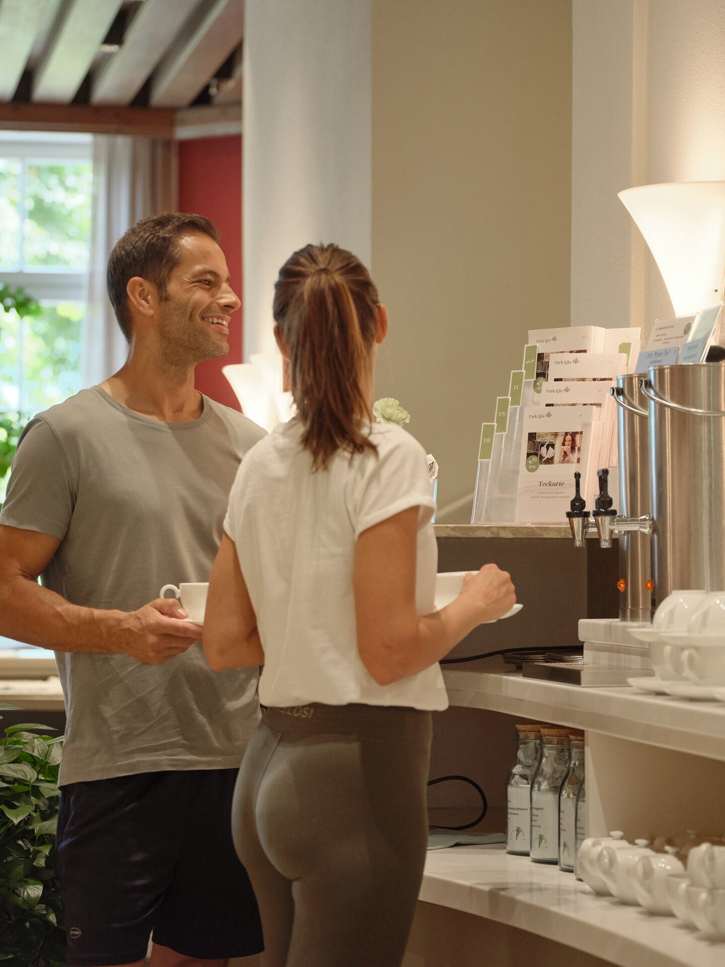 Man and woman at breakfast