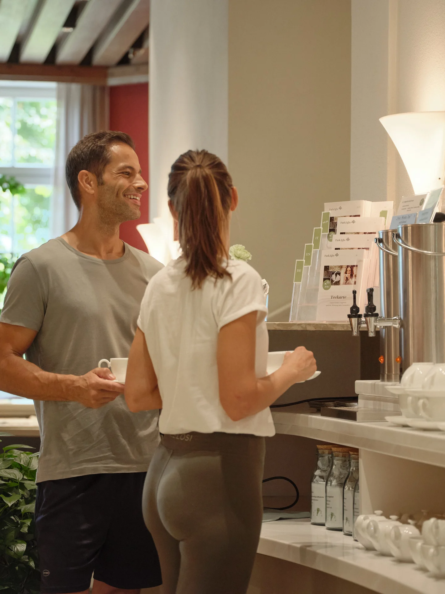 Man and woman at breakfast