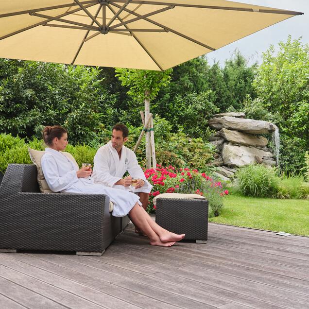 Couple relaxing on the terrace 