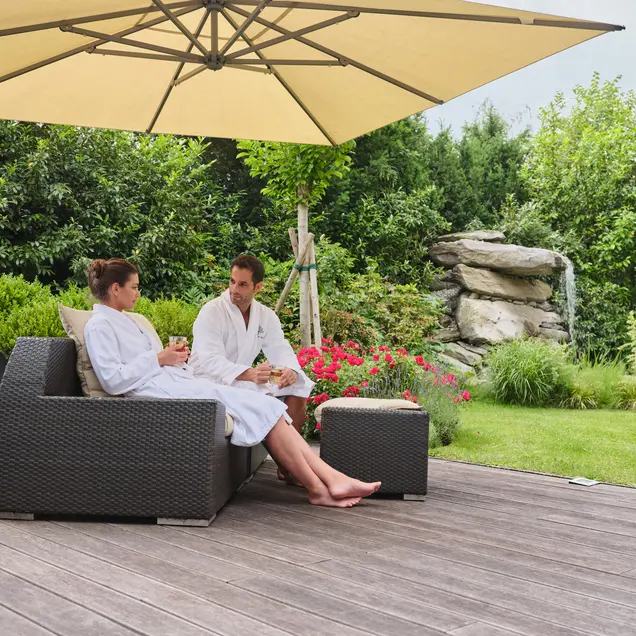 Couple relaxing on the terrace 