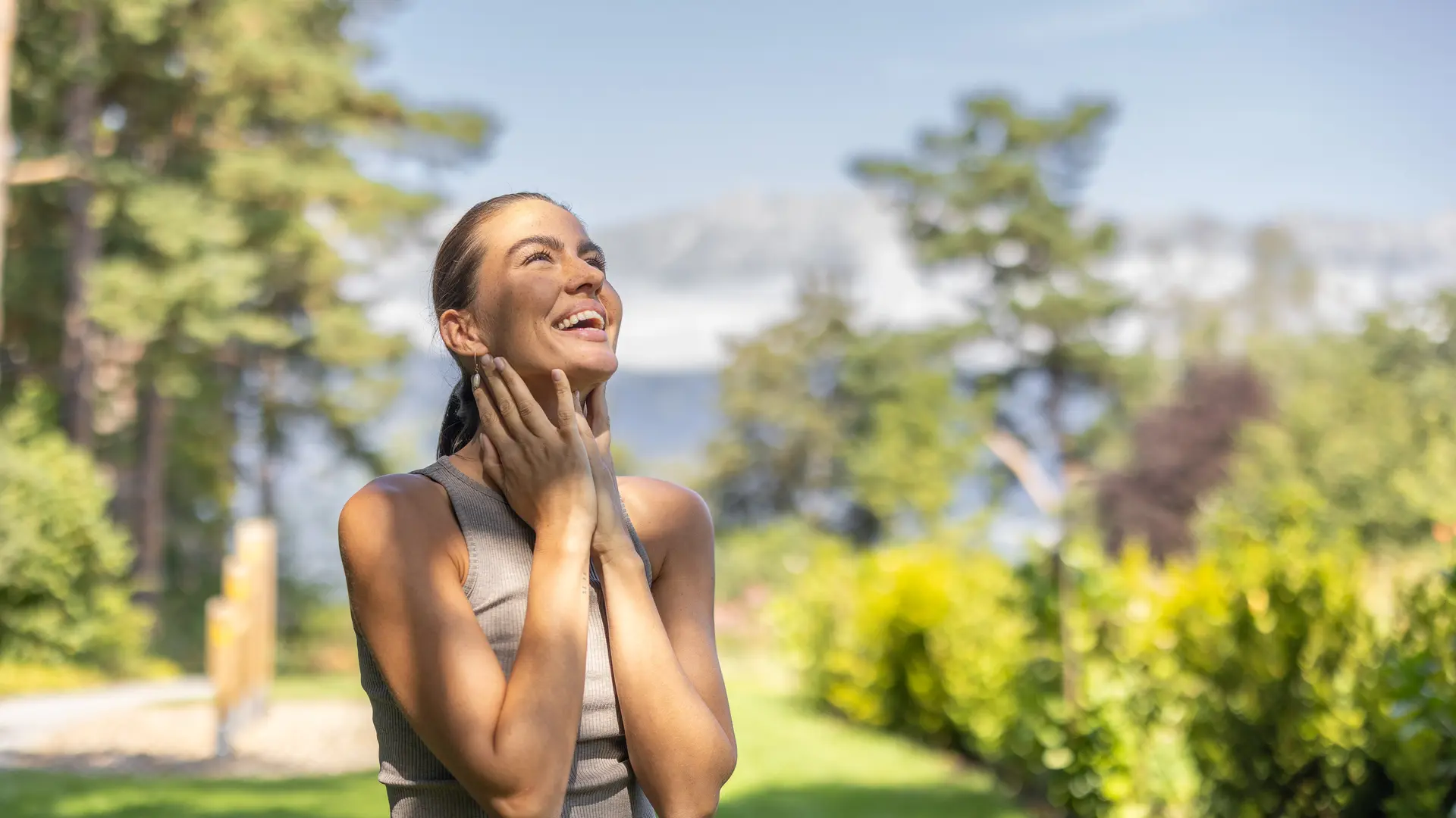 Woman relaxing in garden