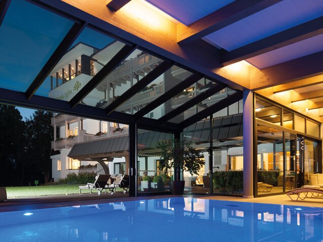 Indoor pool in the evening atmosphere