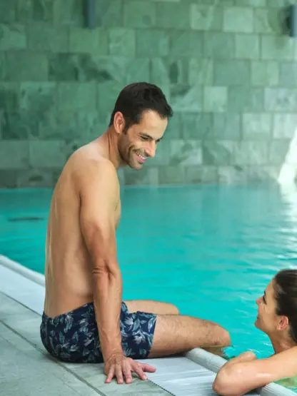 Indoor pool with guest