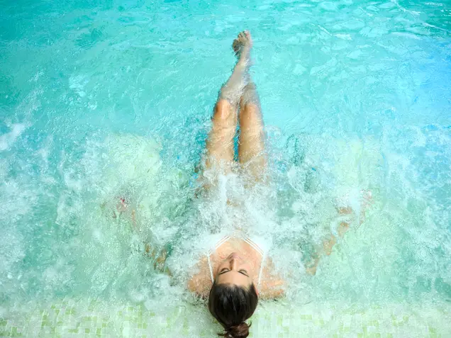 Indoor pool with guest