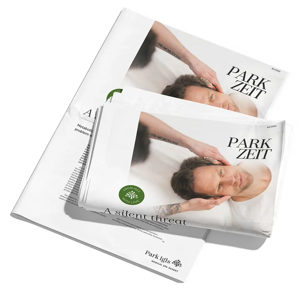 English Parkzeit newspaper preview on white background